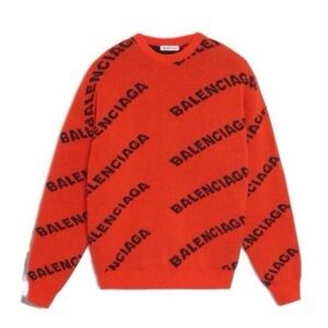 Balenciaga All-Over Logo Patterned Wool Sweater
